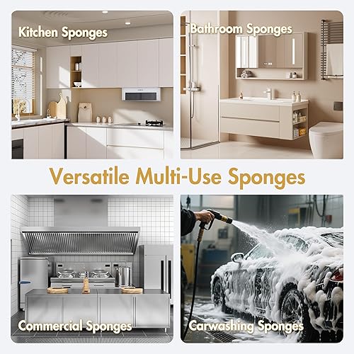 Miniatura 6 de 6 x 3.6 x 0.9 pulgadas JK SP-T22 esponja grande, esponjas de cocina, esponjas prácticas, esponjas de celulosa, esponja para lavar platos, esponja