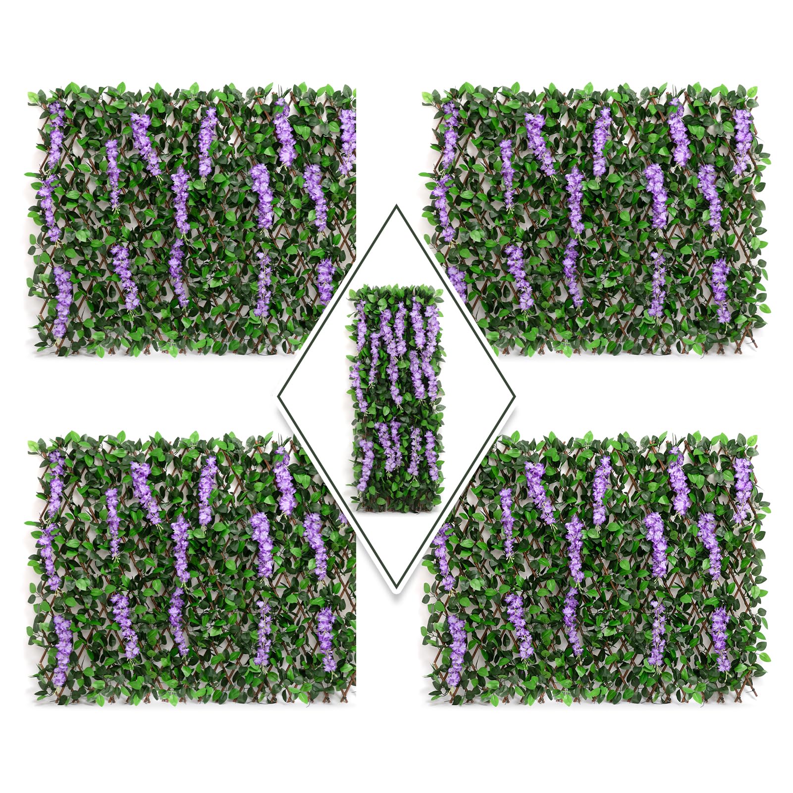 DOEWORKS Expandable Fence Privacy Screen for Balcony Patio Outdoor, 4PCS Faux Ivy Fencing Panel for Backdrop Garden Backyard Home Decorations