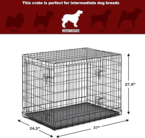 Miniatura 6 de Jaula para perros Midwest Homes for Pets Ultima Pro, serie profesional, resistente, puerta doble extrafuerte, plegable, con panel divisor, bases