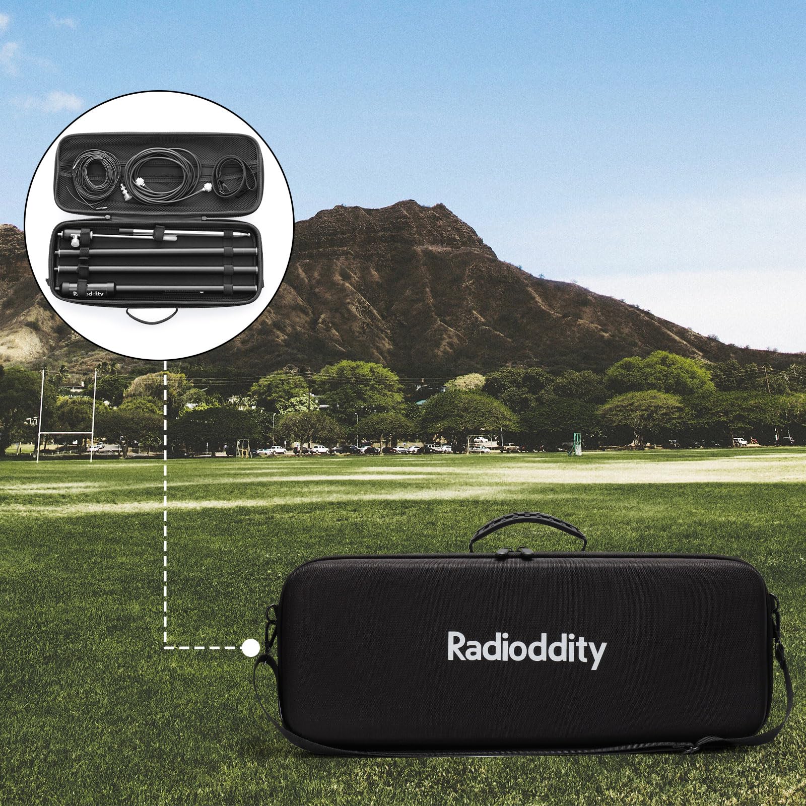 Radioddity HF-009 Antenne HF Portable, antenne Verticale 5-50 MHz, SWR 1.0-1.5, Compatible avec Xiegu G90/X6100/X6200, Radioddity QT40/QT60/QT80, pour émetteurs-récepteurs HF et radios Mobiles