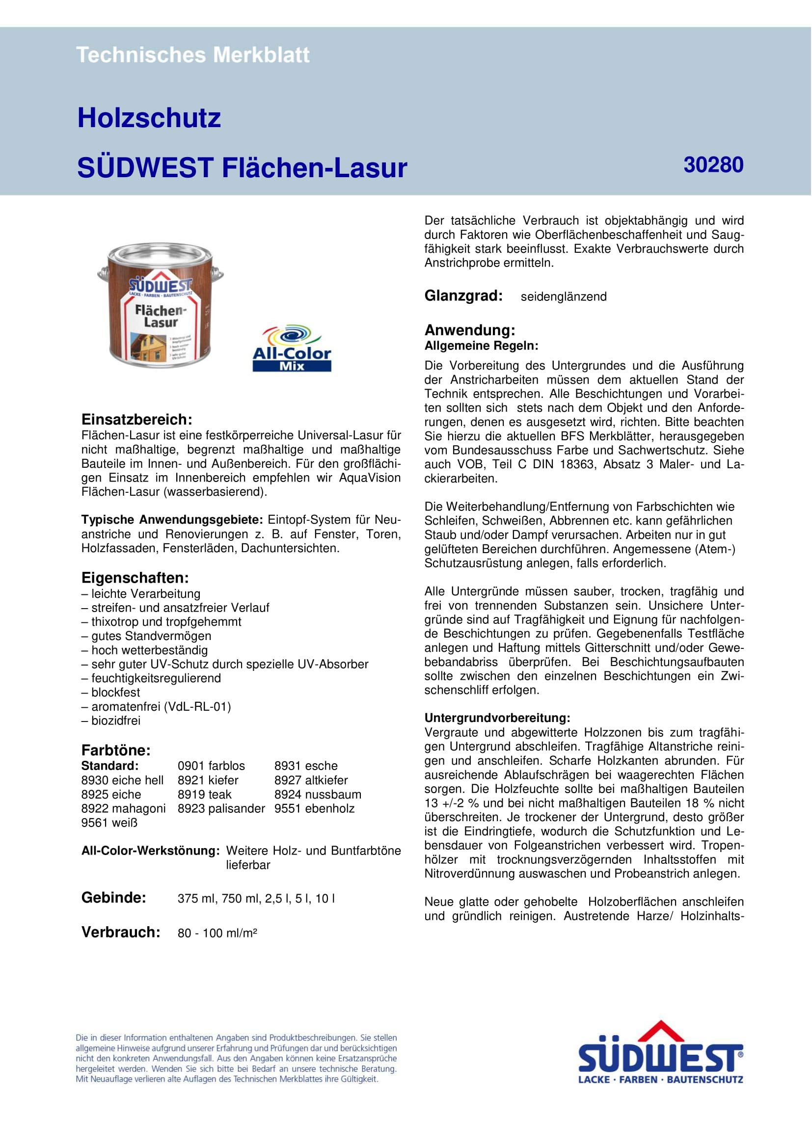 Südwest Flächenlasur (2,5 Liter, Nussbaum)