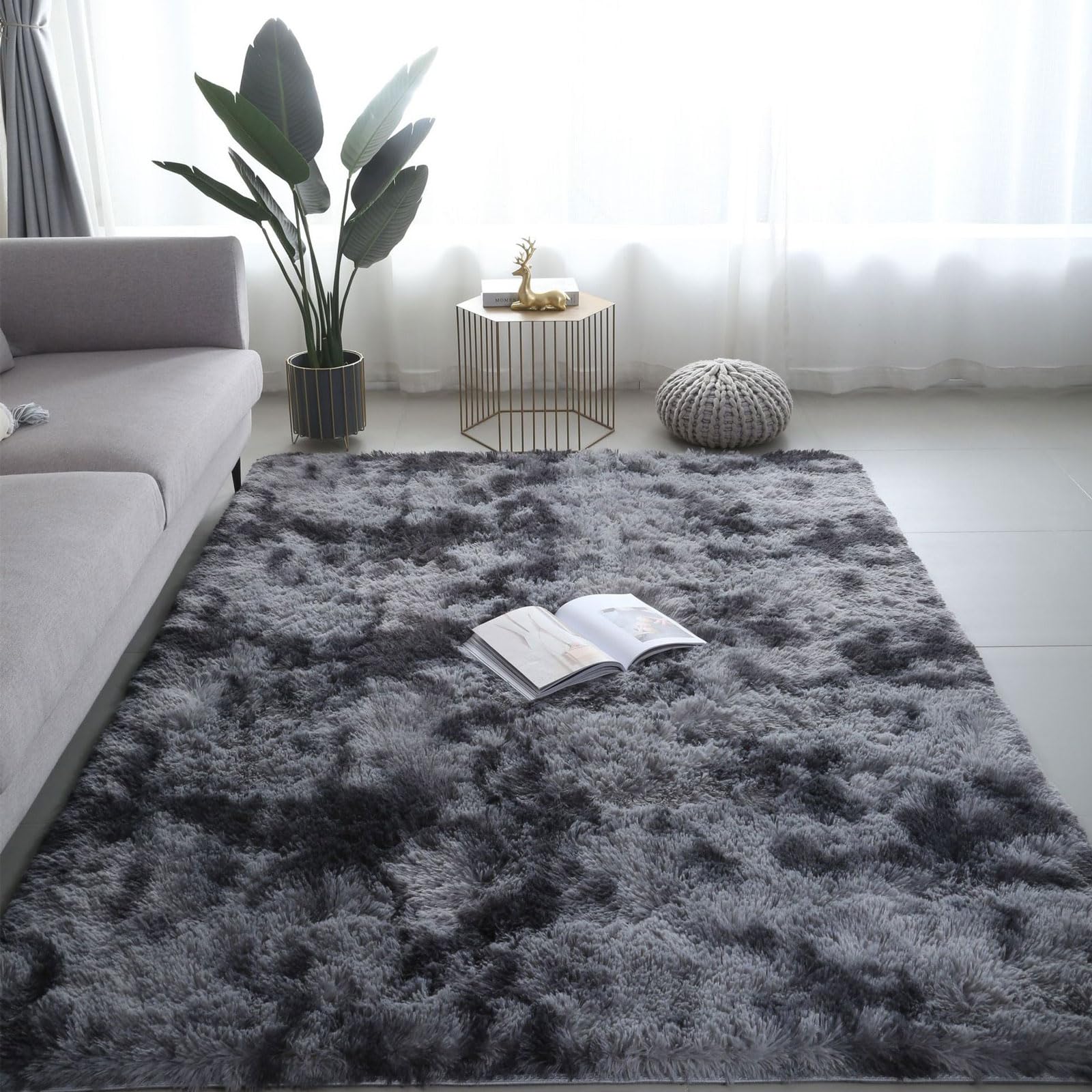 Alfombras mullidas para suelos fríos: alfombra de pelo suave lavable y moderna