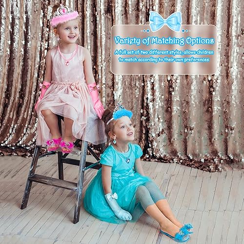 Miniatura 3 de Zapatos de vestir y joyas de princesa para niñas, zapatos y accesorios de princesa mejorados de DISHIO con 4 pares de zapatos de juego de princesa y