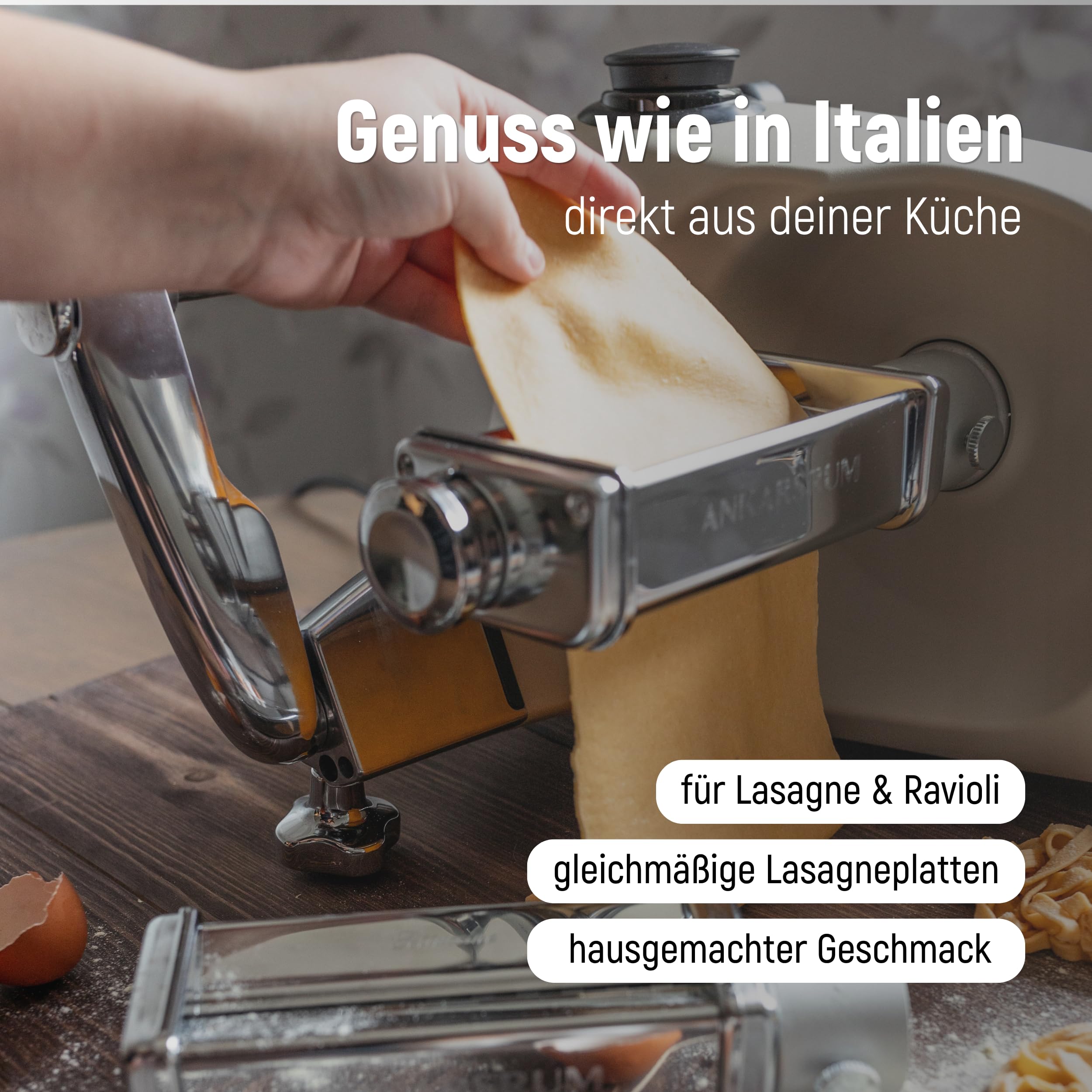 Ankarsrum Pastawalze Lasagne | Nudelaufsatz für frische Pasta & Lasagneplatten, passend für alle Ankarsrum Küchenmaschinen (N1–N30)
