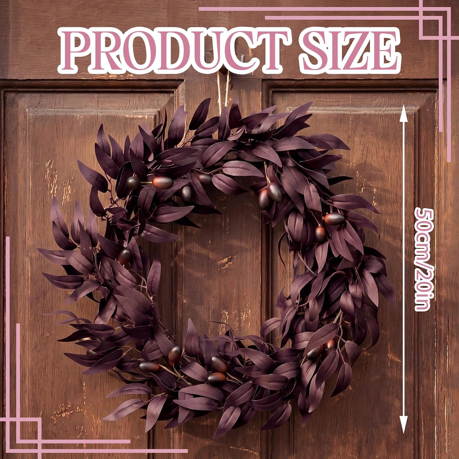 Norme 20 Inch Fall Wreath for Front Door Autumn Burgundy Wreath