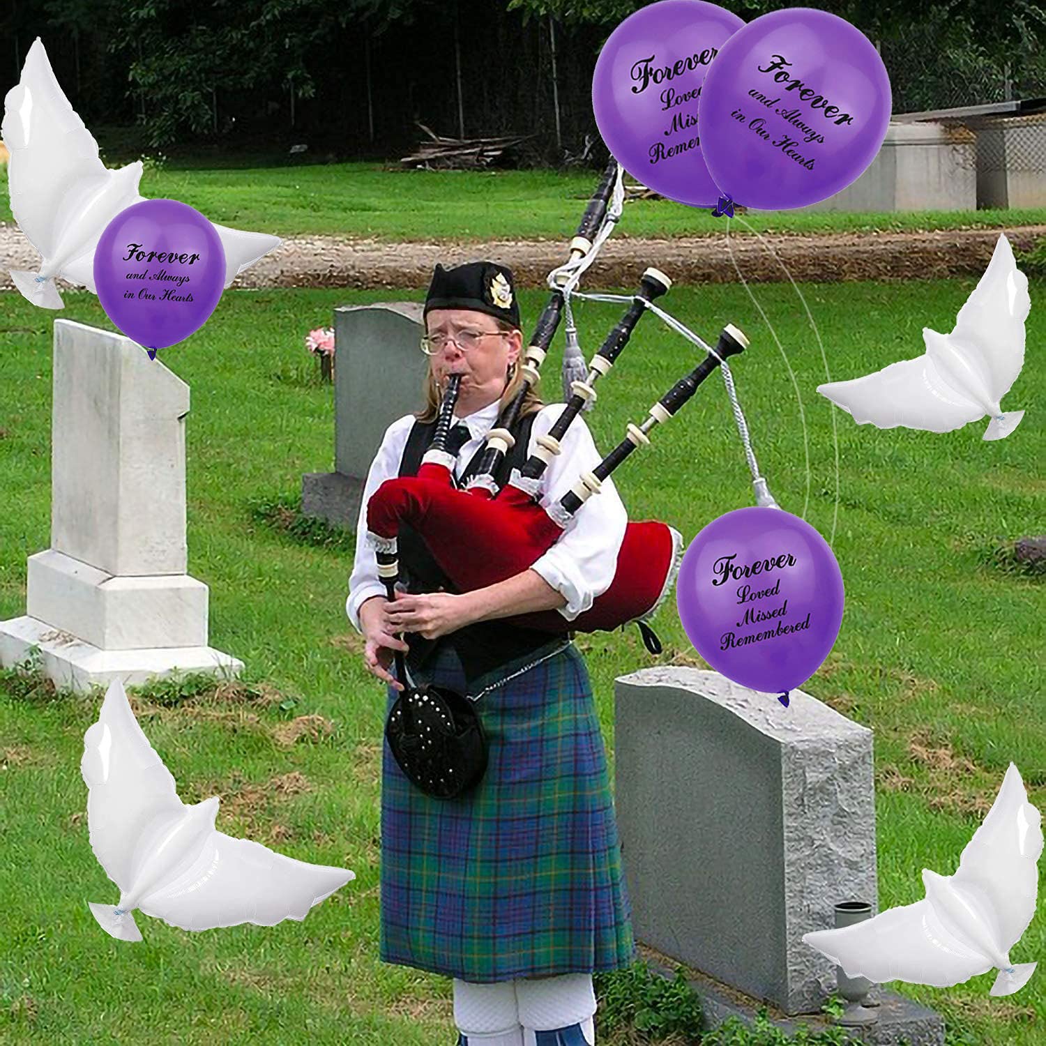 20 Pieces Purple Memorial Balloons Funeral Remembrance Balloons and 41.