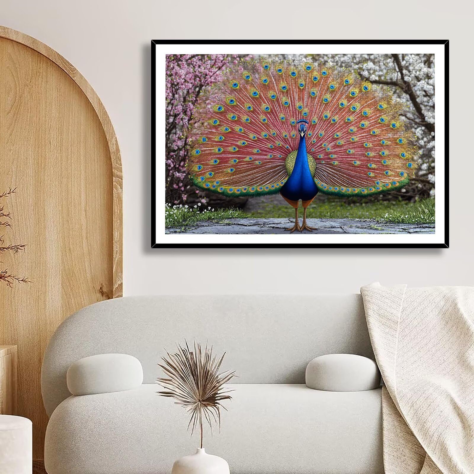 Puzzle 2000 sztuk dla dorosłych dzieci, drewniane puzzle krajobraz dla dorosłych, wymagające łamigłówki pawia, rodzinne gry edukacyjne, łamigłówki z pudełkiem do dekoracji domu, prezent dla kobiet