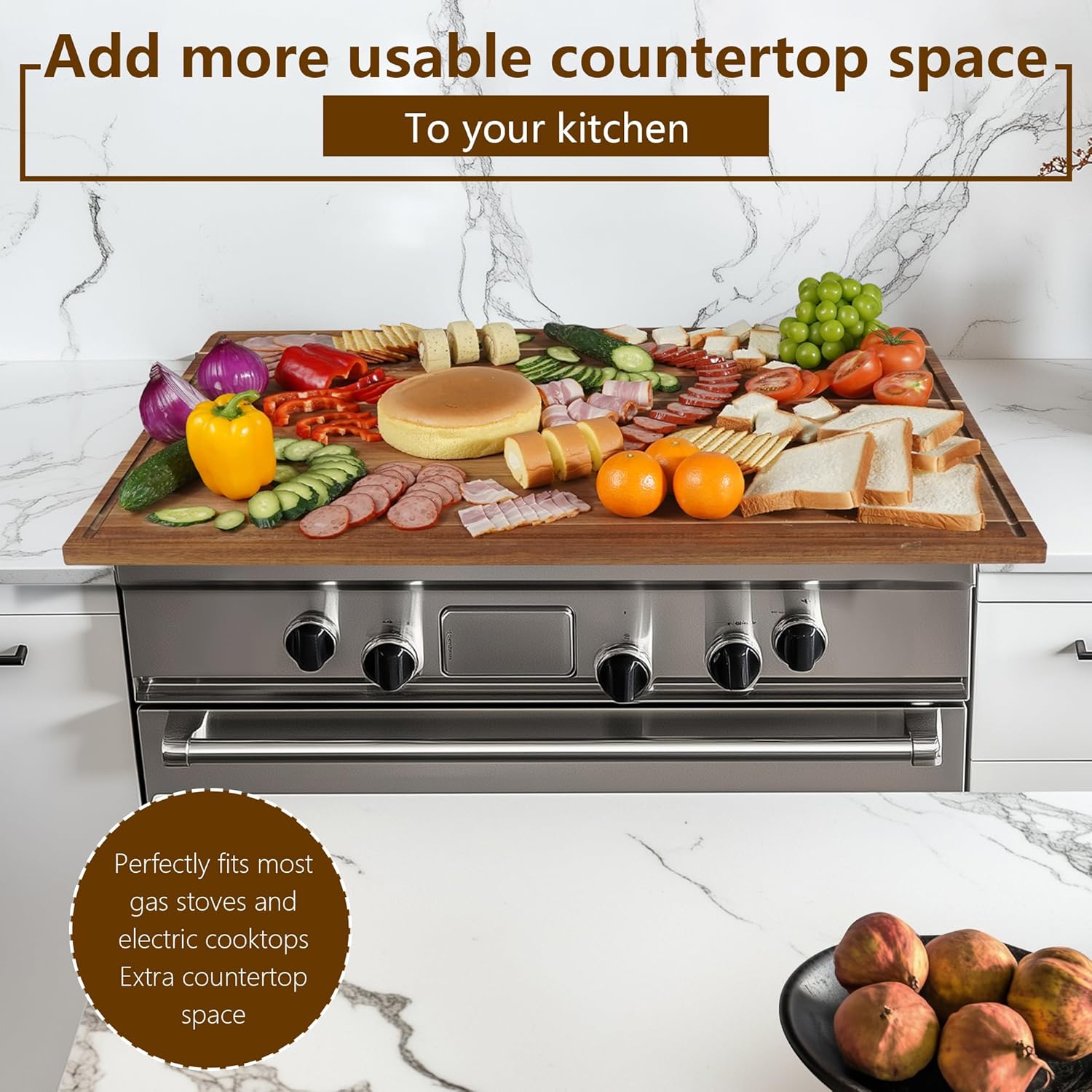 Sentsu Acacia Wood Cutting Board 36 x 24, Extra Large Wood Cutting Board for Kitchen, Butcher Block Cutting Board with Juice Groove and Handles, Stove Top Cover and Large Charcuterie Board