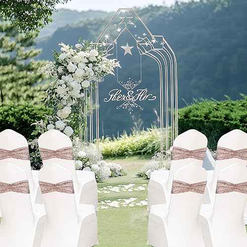 Miniatura 20 de Eternal Beauty Juego de 20 bandas de lentejuelas con lazo rojo para decoración de bodas, hoteles, fiestas