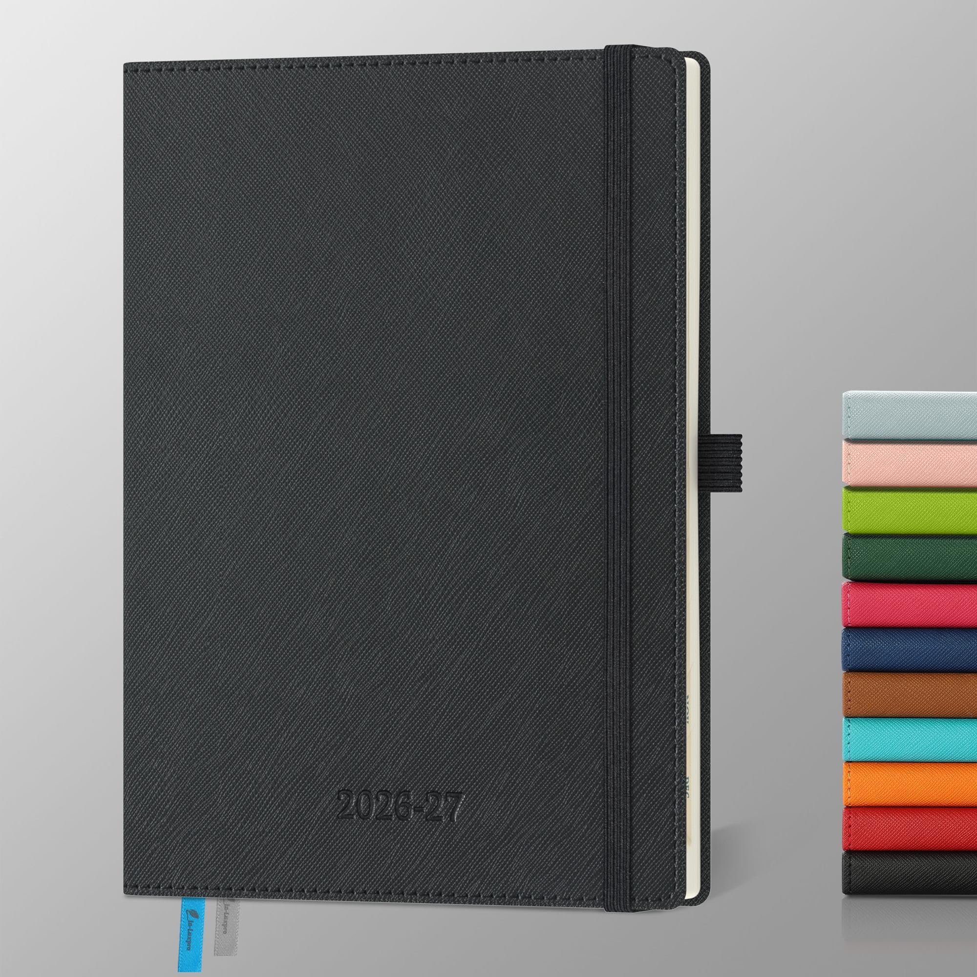 IN-LUXPRO Academic Diary 2026-2027: A5 Week to View (21.9x16.2 cm) 18 Months(Jul'26 - Dec'27) Weekly & Monthly Planner with Month Tabs & Inner Pocket, Expenses/Note Pages, PU Leather Black