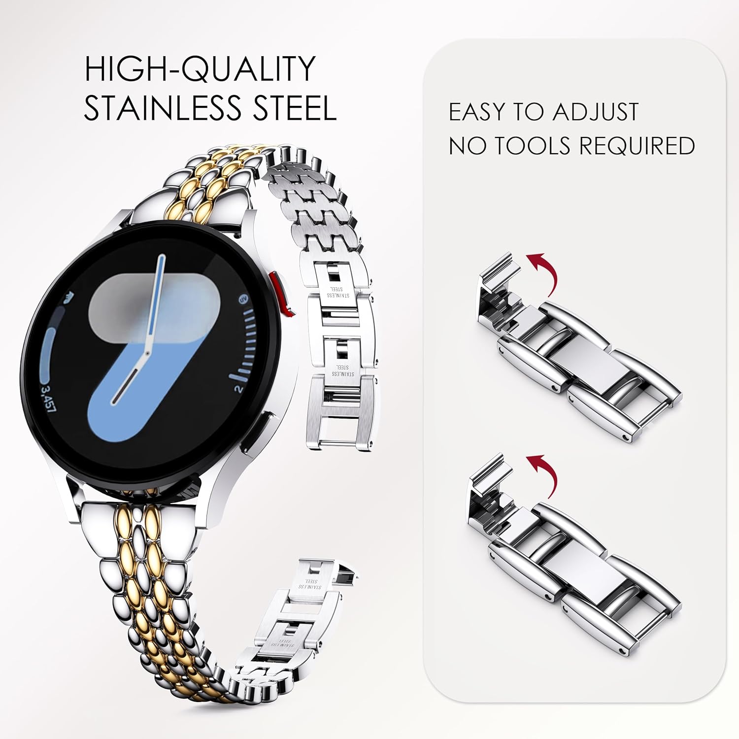 GELISHI Slim Metal Band Compatible with Galaxy Watch 7 Band 6 5 4 FE 40mm /44mm Women, 20mm Thin Stainless Steel Strap for Galaxy Watch 6 Classic 43mm/47mm/ 4 Classic 42mm/46mm /5 Pro 45mm