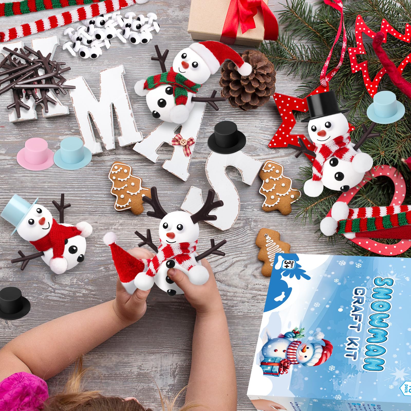 BANBBUR Paquete de 48 rellenos de calcetines para niños, manualidades de Navidad para niños a granel, kit de muñeco de nieve, manualidades de muñeco de nieve, arcilla de modelado, relleno de