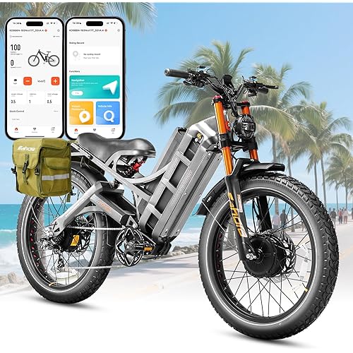 eAhora Romeo Pro 3/2 [2025] 46-50 Mph Electric Bike for Adults, Peak 5600W Dual Motor Ebike, 60V 80Ah 250 Miles Long Range E Bike, 26”*4.0 Fat Tire Air Full Suspension Off-Road E-Bike