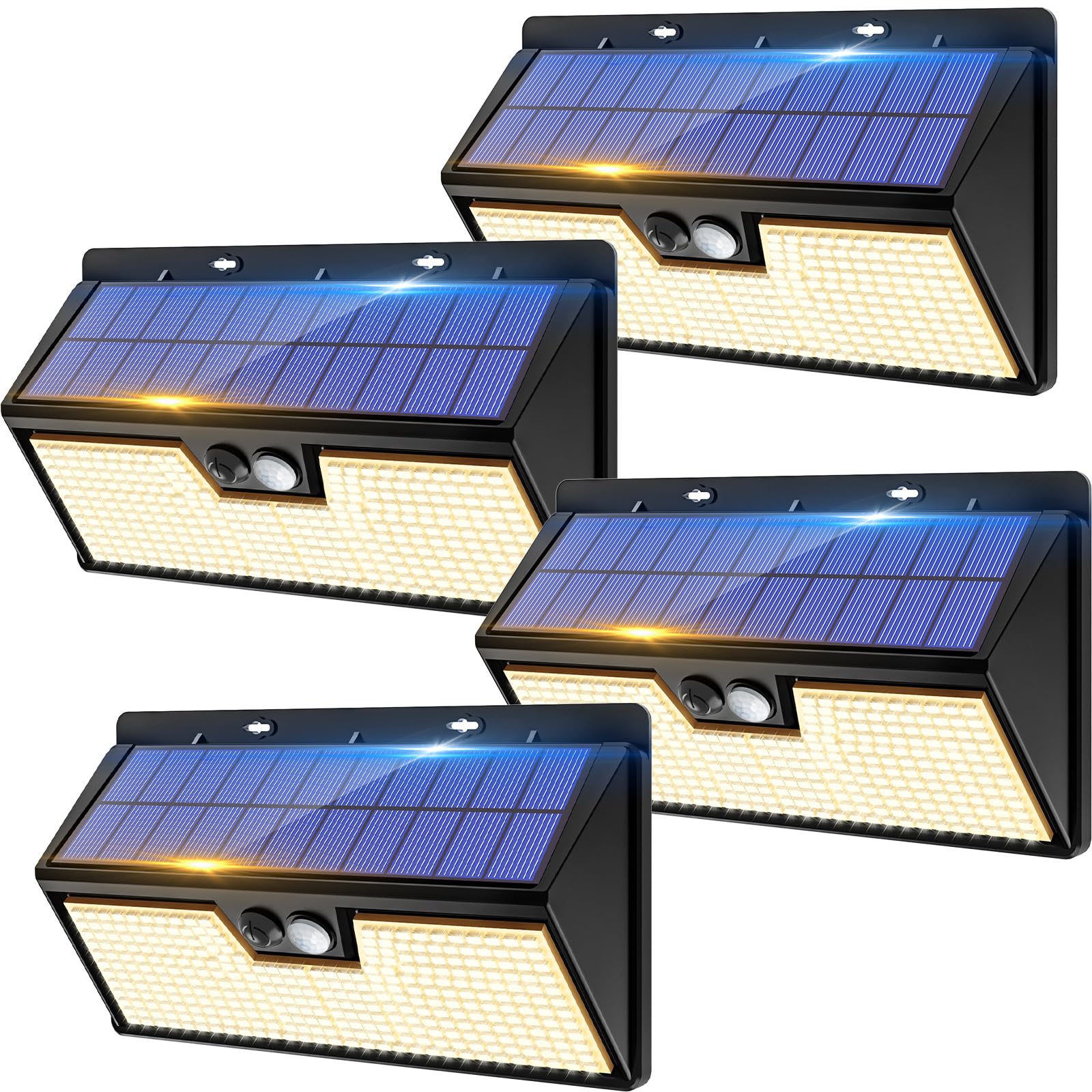 4 Pack Solar Security Lights Outdoor Motion Sensor, 318LED Super Bright Solar Powered Light with 3 Lighting Modes