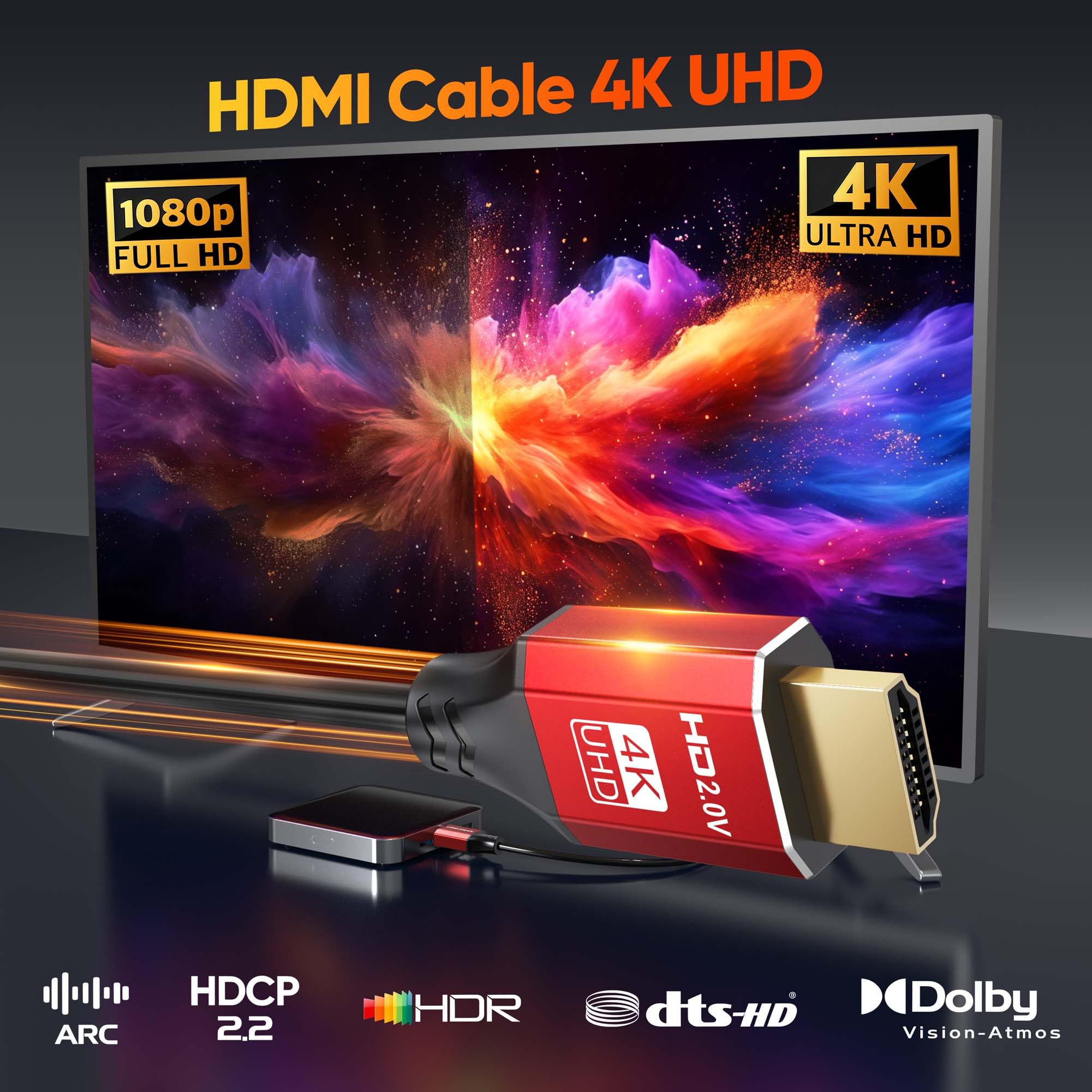 Cavo HDMI da 1,8 m, confezione da 5 pezzi, cavo HDMI 2.0 4K, 1,8 m