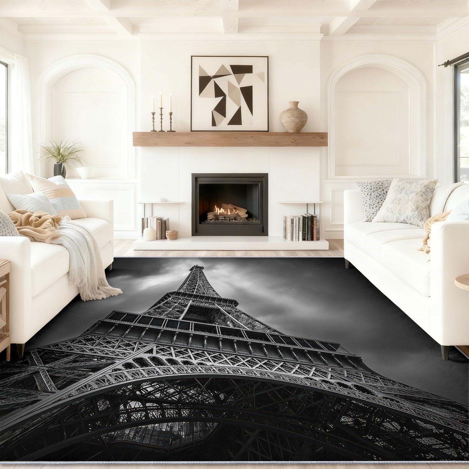 Tapis de cuisine antidérapant et pare-humidité imprimé Tour Eiffel