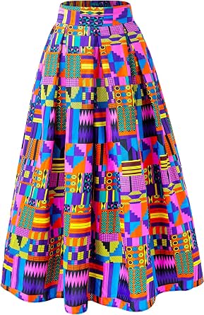 SHENBOLEN Women's African Ankara Print Skirt