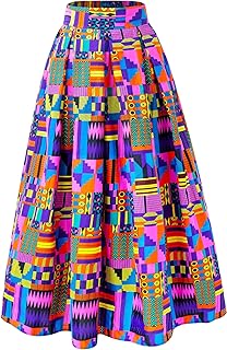 Women African Traditional Costume Ankara Print Skirt Dashiki Long Skirts