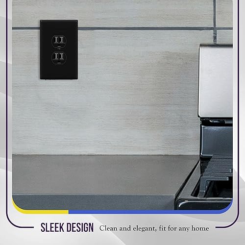 Miniatura 92 de ENERLITES Placa de pared dúplex para toma de receptáculo, cubierta de toma de corriente eléctrica, acabado brillante, tamaño mediano de 1 banda