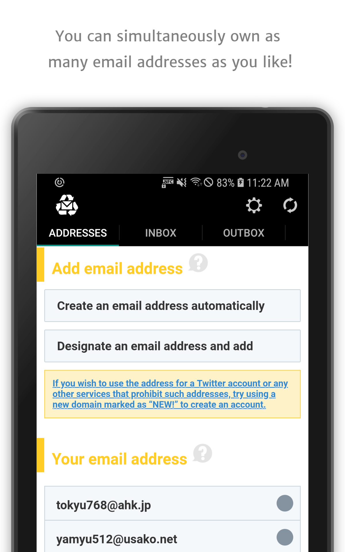 InstAddr Instant Email Address App on Amazon Appstore
