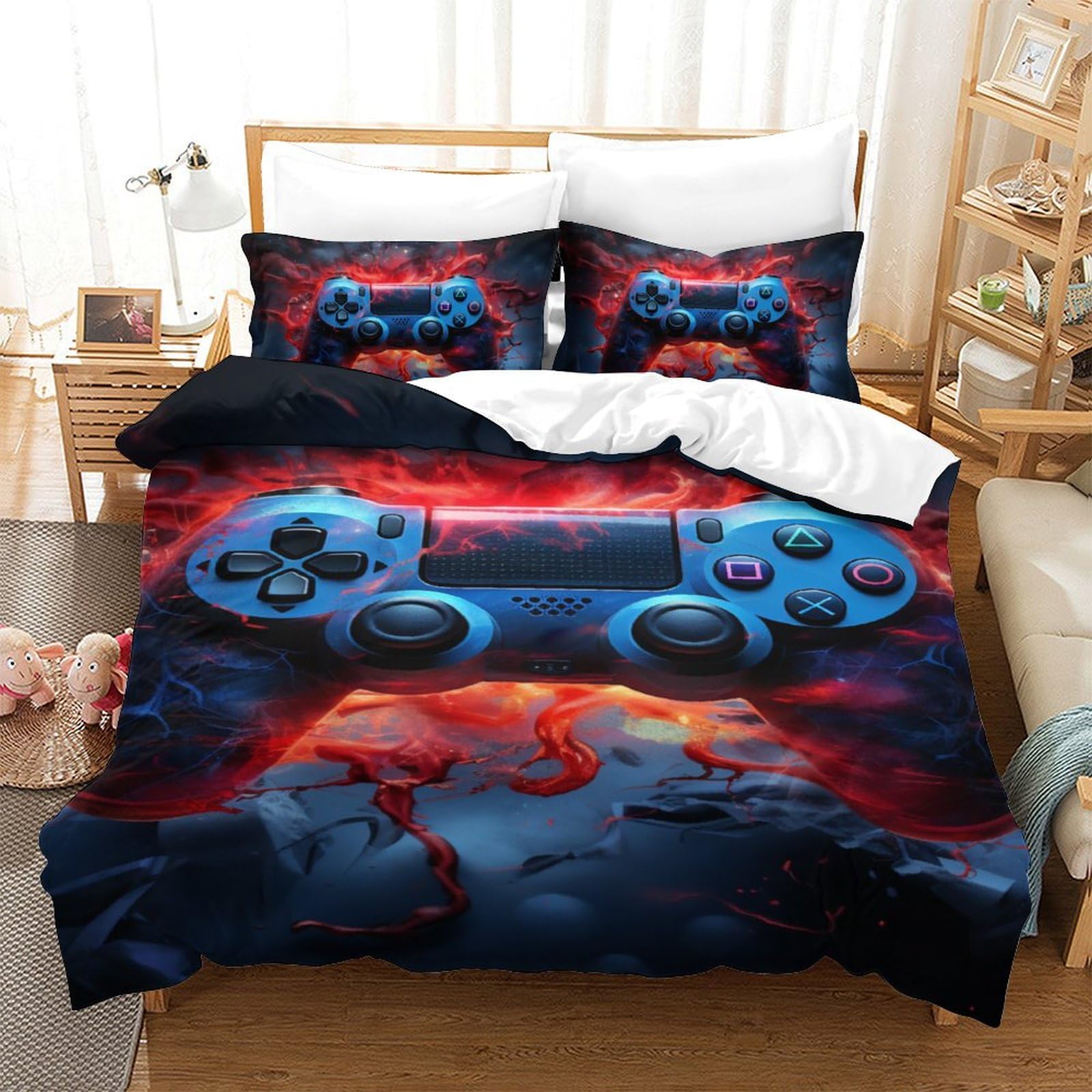 Parure de lit jeuxpad housse de couette moderne impression 3D housse couette doux single 140x200