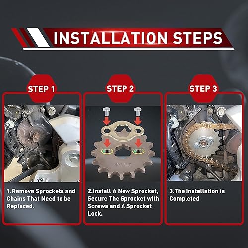 Miniatura 67 de WOOSTAR Motocicleta 428-14T Piñón delantero de 0.669 in para 50cc 70cc 90cc 110cc 125cc Dirt Pit Bike Mini Bike ATV 4 ruedas ciclomotor