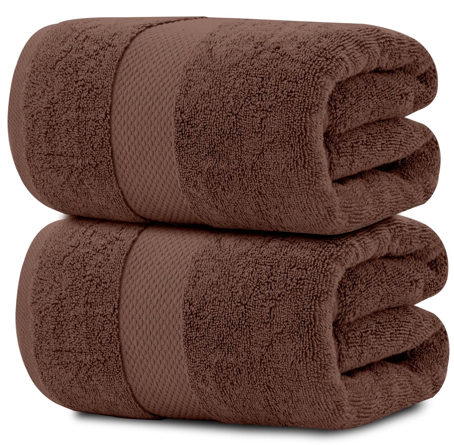 White Classic Luxury Soft Brown Bath Sheet Towels - 650 GSM Cotton Luxury Bath Towels Extra Large 35x70 / Highly Absorbent and Quick Dry/Hotel Collection Extra Large Bath Towels Oversized, 2 Pack