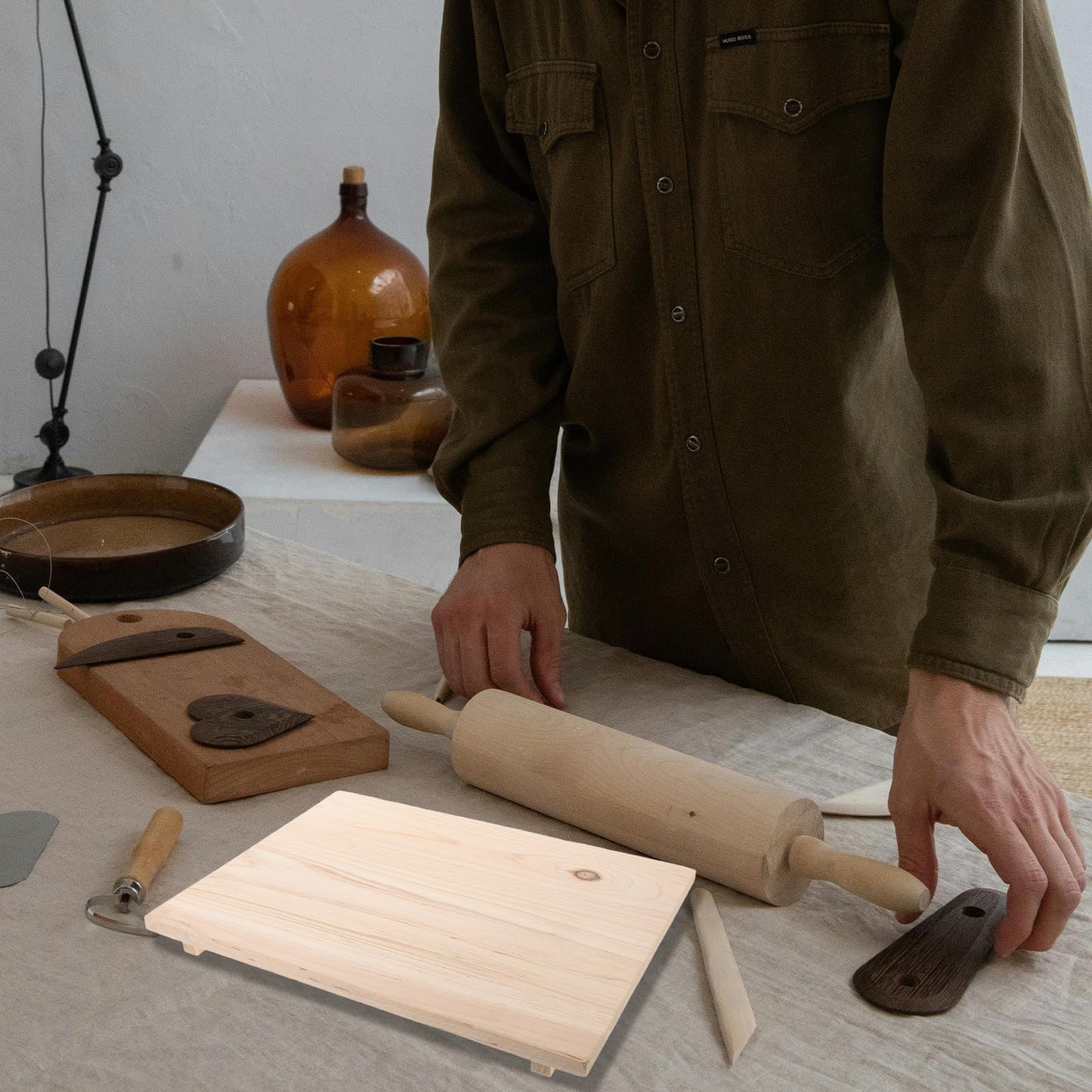 Tabla de Secado de Cerámica de Madera Khaki para Alfareros
