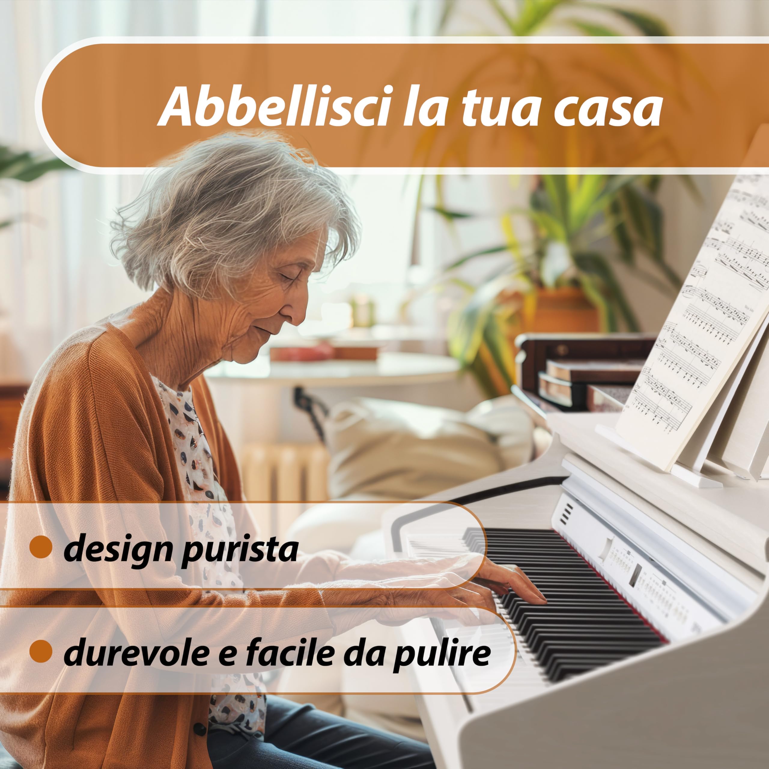 Classic Cantabile DP-50 WM Pianoforte digitale - 88 Tasti con tastiera pesata hammer action - Pianola musicale con USB, 32 polifonia, 14 voci, 3 pedali - Piano digitale per scuola - Bianco opaco