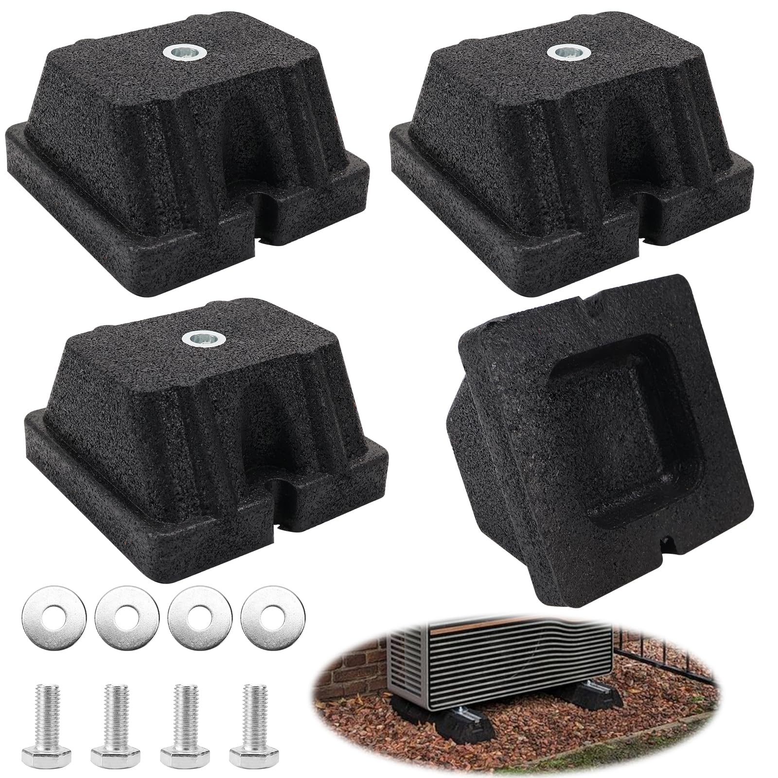 Ammortizzatore per pompa di calore, 4 pezzi, 120 x 120 x 65 mm, piedini antivibrazioni per aria condizionata, portata 500 kg (4 pezzi)