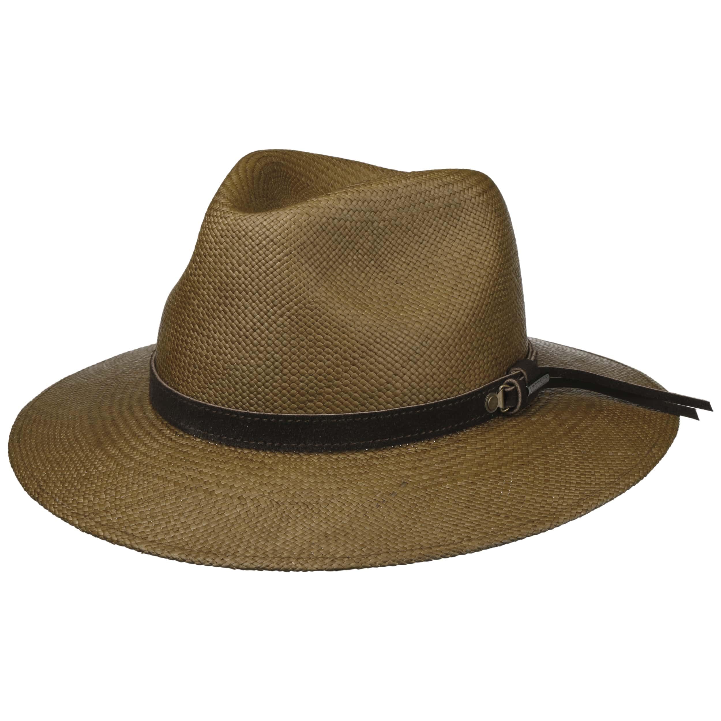 Stetson Leasco Traveller Panamahut Brauner Strohhut mit UV-Schutz Handgefertigt Ecuador Damen