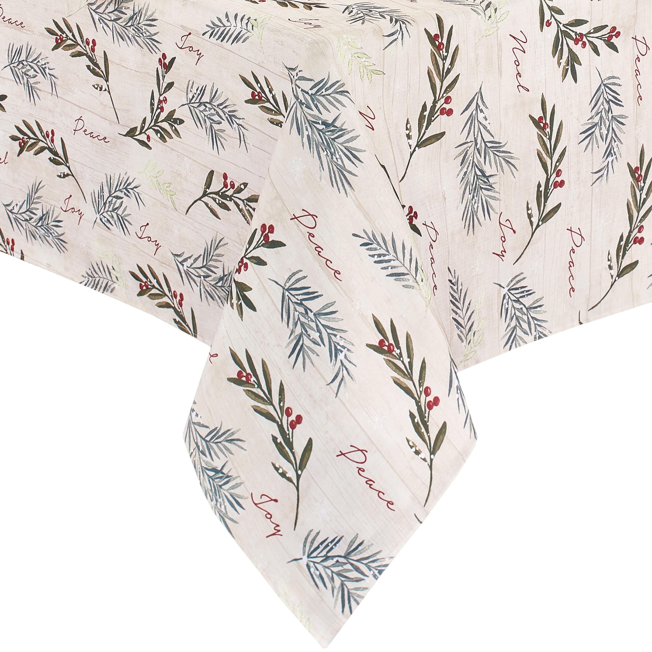 Elrene Home Fashions Holiday Tree Trimmings Wrinkle Resistant Fabric Tablecloth, Christmas, 52"X70", Oblong
