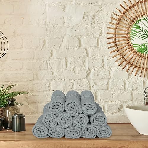 Miniatura 7 de Utopia Towels Juego de 12 paños de primera calidad (12 x 12 pulgadas) 100% algodón hilado en anillo, altamente absorbentes y suaves al tacto para