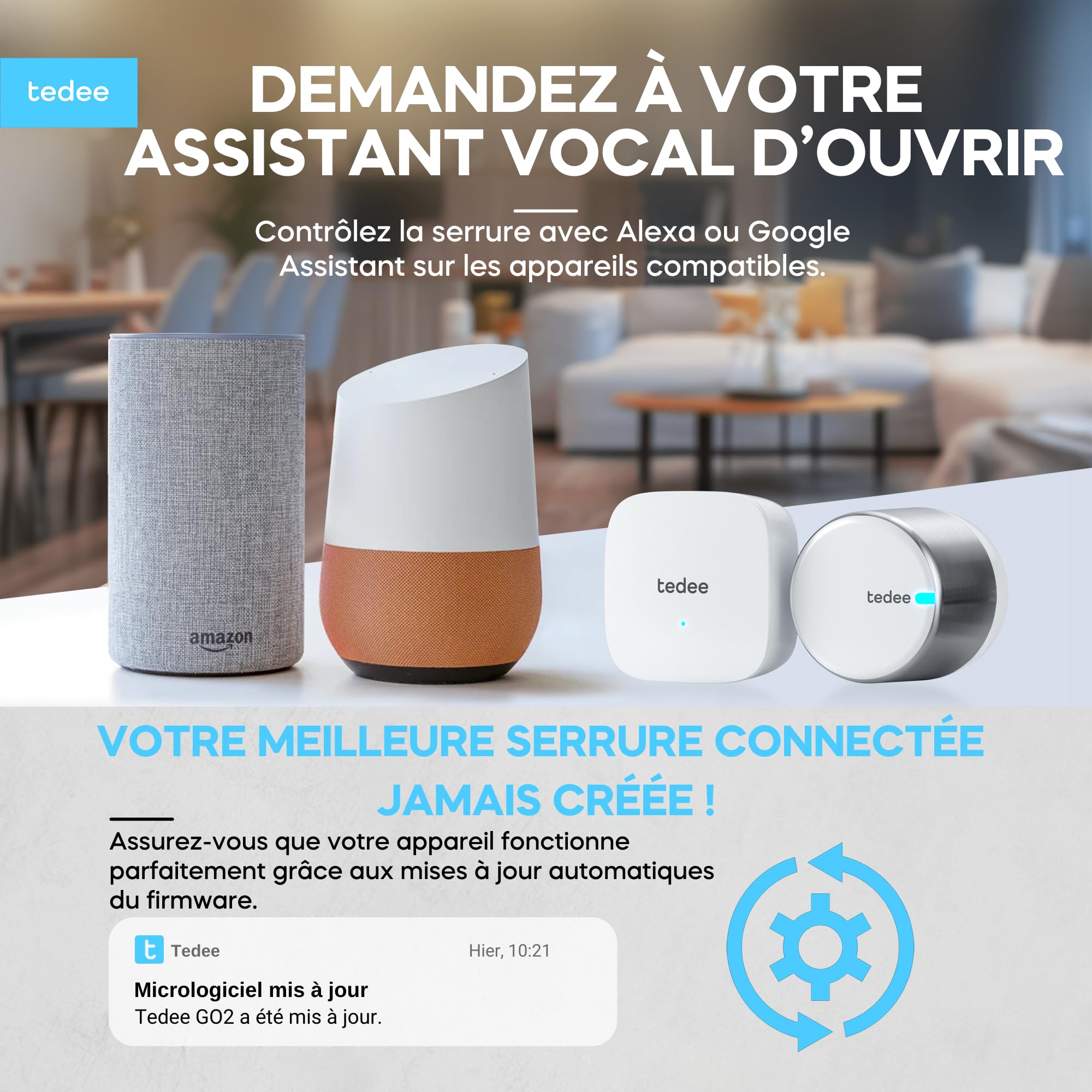 Tedee GO2 Alu Serrure Intelligente Connectée WiFi Bridge | Keypad PRO Empreinte Digitale, Code PIN, Accès à Distance, Entrée sans Clé | Compatible Matter, Alexa, Google Home, Apple, SmartThings