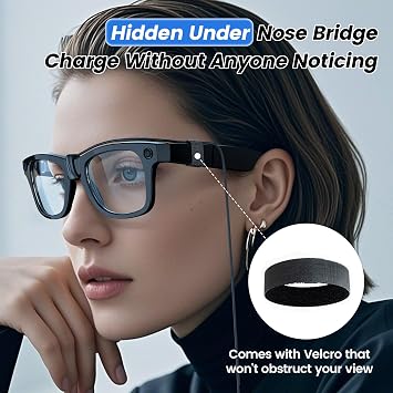 Hugener Clip-On Contact Charging Cable for Ray-Ban Meta Smart Glasses 5FT/1.5M, Power Supply from Glasses Case, Charger Compatible with Wayfarer Meta, Headliner Meta, Skyler Meta