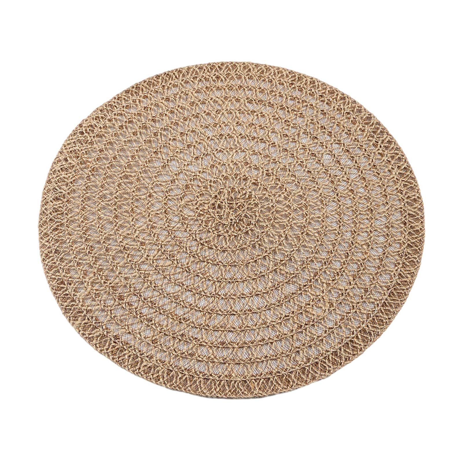 4er Set 38CM Runde Gewebte Platzsets, Hitzebeständige Stoff Tischsets, Platzmatte im Vintage, Rustikale Jute Platzset für Esszimmer, Küche, Hochzeit Tischdekoration