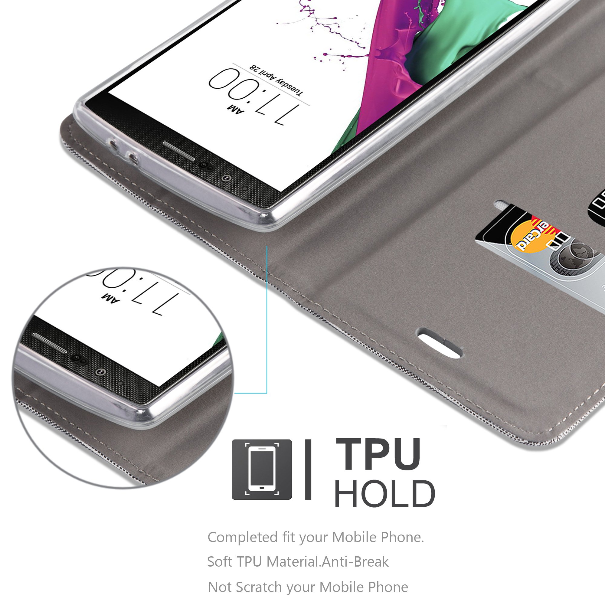 Cadorabo Custodia Libro Per LG V50 - Grigio Chiaro/Marrone, Portafoglio Con Vani Carte, Funzione Stand E Chiusura Magnetica