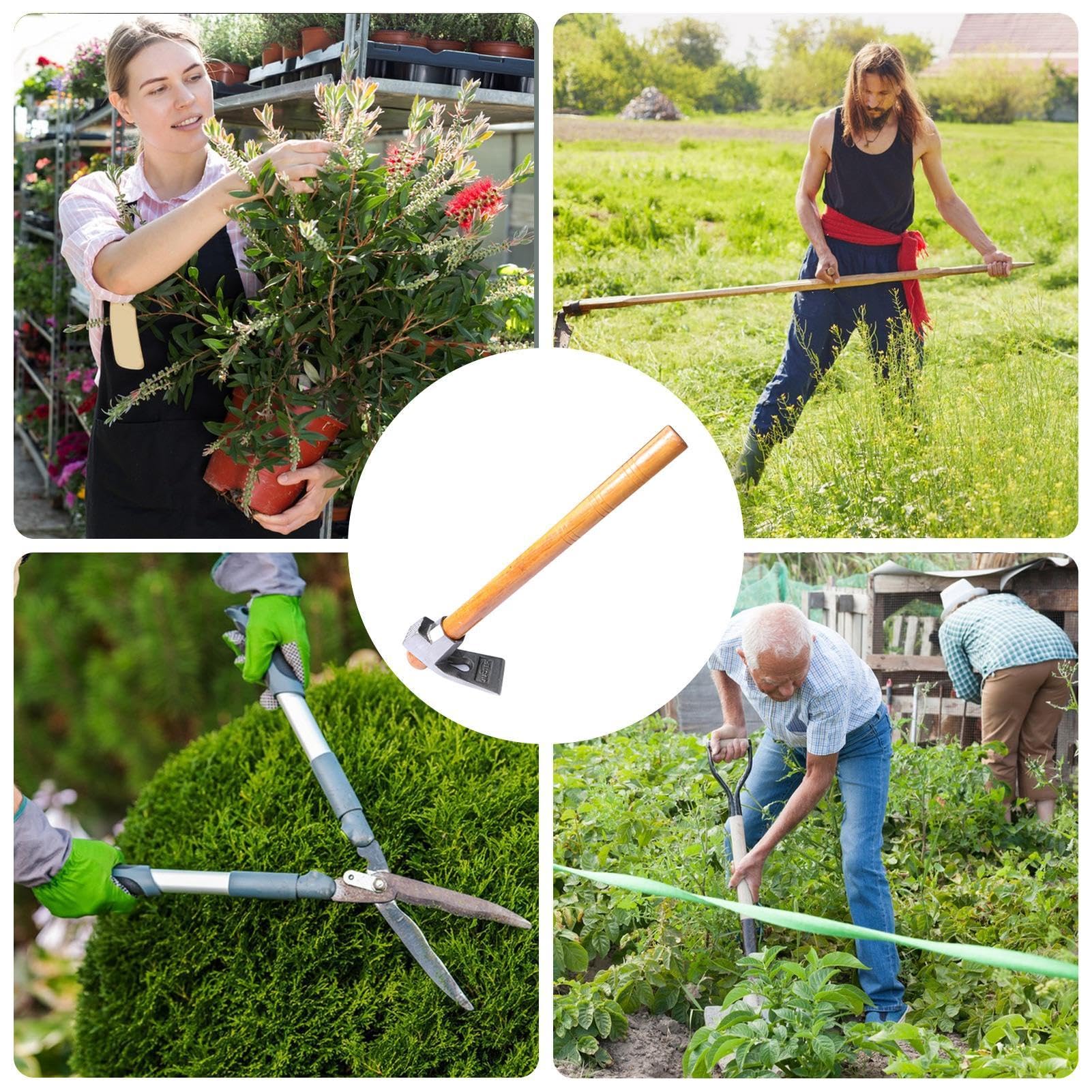 Houe Outil De Jardin Robuste,Outil De Houe De Jardin,Houe multifonctionnelle | Houe de jardinage en acier, outil manuel avec manche en bois, accessoires d'extraction de désherbage pour le désherbage d