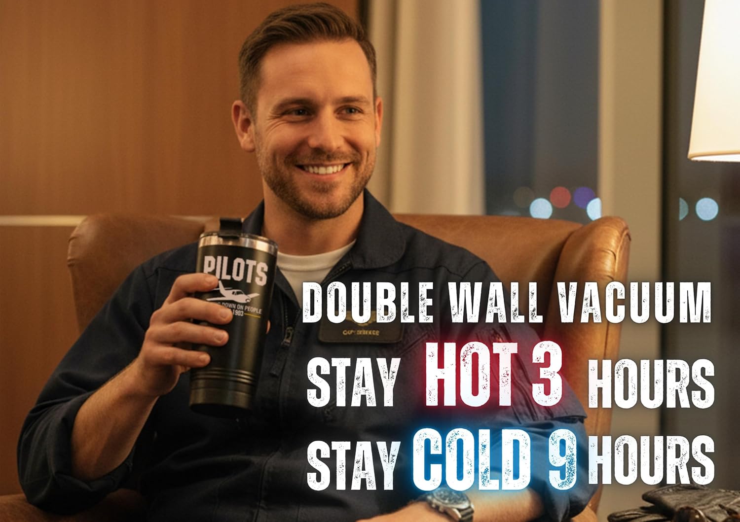 Onebttl Pilot Gifts for Men, Aviation Gifts for Aviator, 20oz Stainless Steel Insulated Tumbler with Lid, Print Logo, 1903 - Image 6