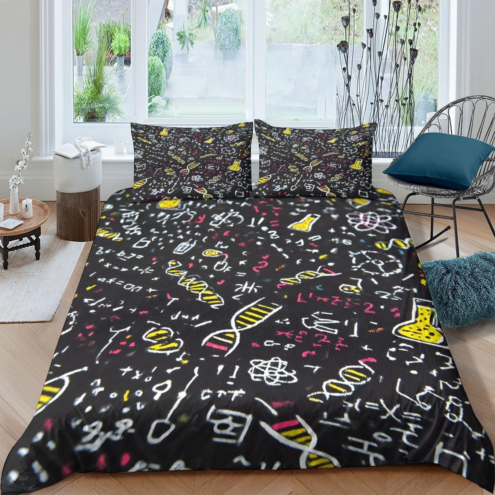 Ctjqhvkz Style-7 3D Printed Doodle Sketch Fitted Sheet Microfiber Soft Anti-Slip Graffiti Art Mattress Cover For Bedroom Dorm Room Decor Single（135X200cm）