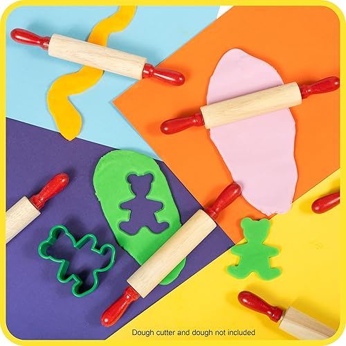 Miniatura 4 de READY 2 LEARN Mini rodillos de madera, juego de 6 a 7.25 pulgadas, asas giratorias, rodillos para masa de niños, manualidades, juego imaginativo