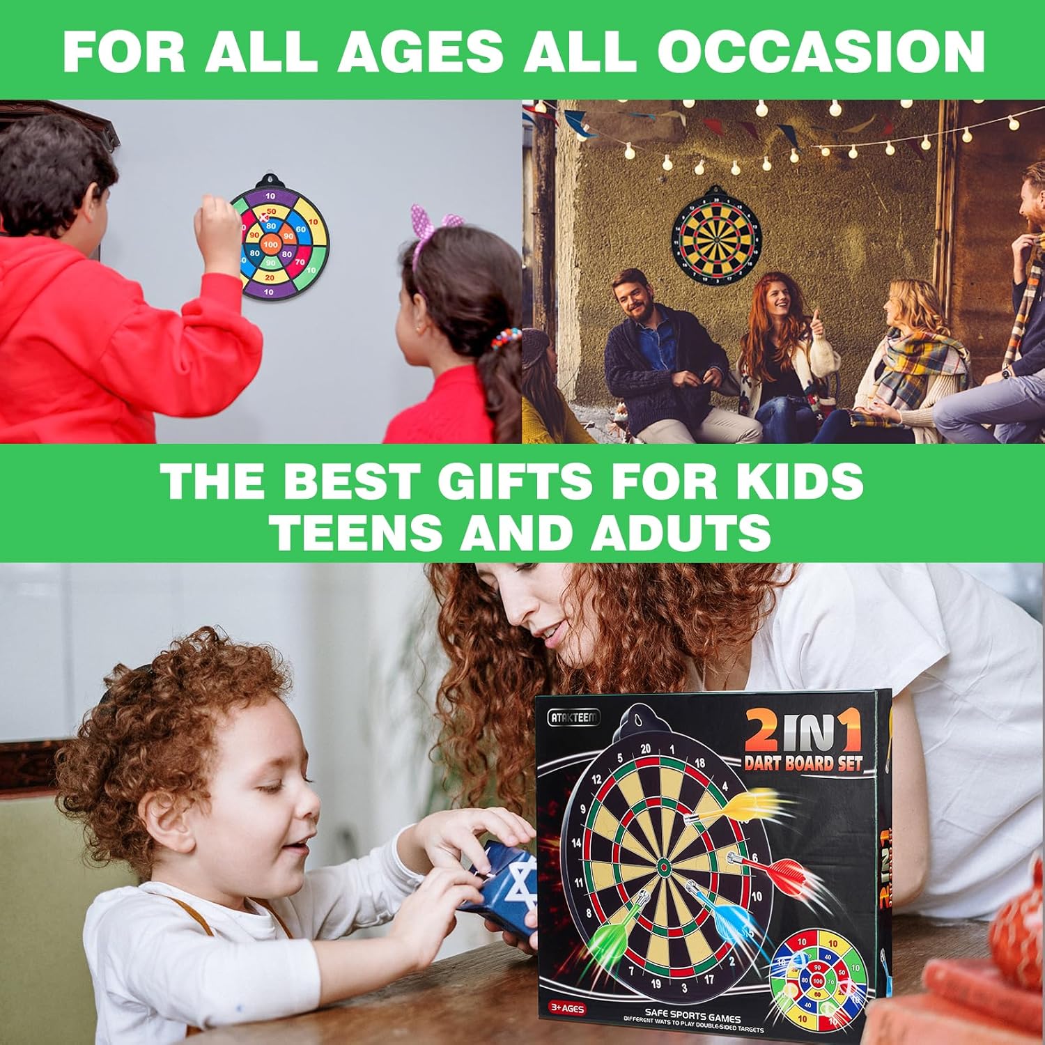 moopok Magnetic Dart Board for Kids-12Magnetic Dart/Sticky Balls Or 2 Toy Gun+40 Foam Dart.Indoor/Outdoor Kids Games and Party Games,Christmas Birthday Gifts Toys for 3-12 Year Old Boys