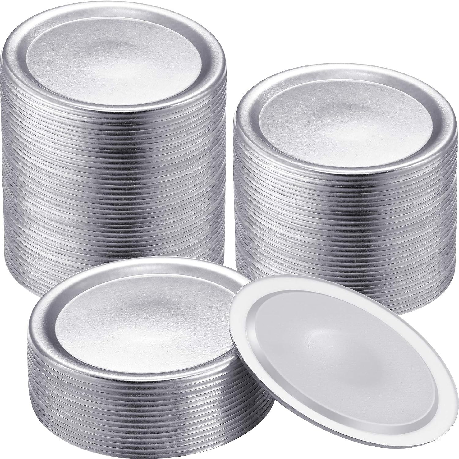 24 Pieces Regular Mouth Canning Jar Lids Leak Proof Storage Jar Caps Round Bottle Caps Compatible with Regular Size Mason Jars (Silver)