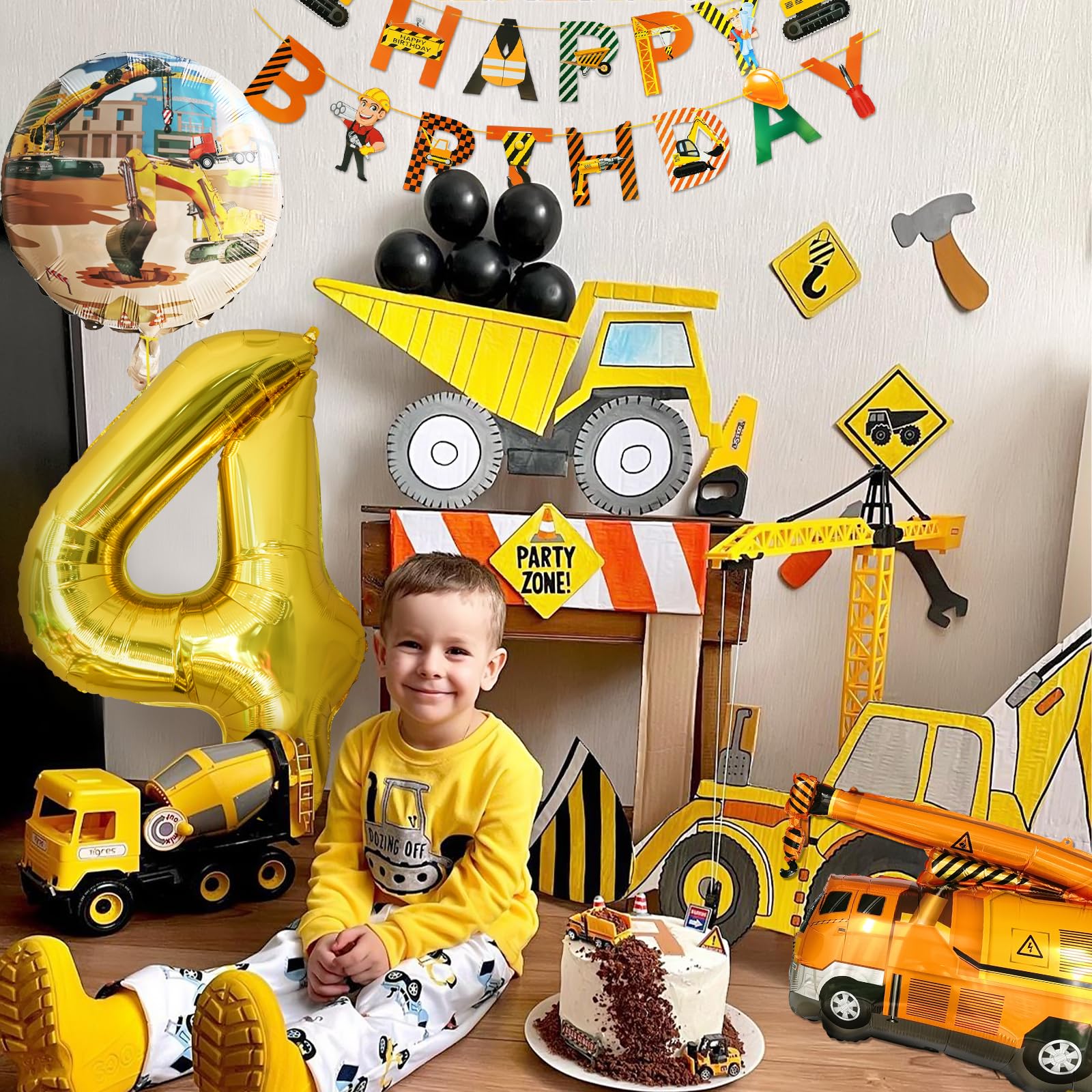 28 PZ SET palloncini escavatore camion da costruzione 30 pollici