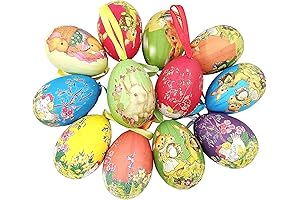 12pcs Vintage Style Paper Mache Foam Egg Hanging Ornaments Easter Decoration
