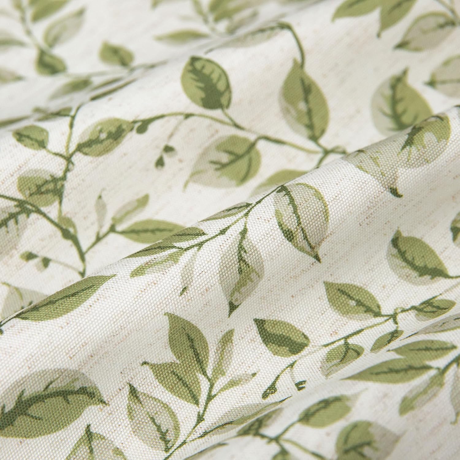 GLORY SEASON Rustic Pillow Shams Set of 2 Plant Leaf Printed with Ruffle Flounces Trim Linen Style Pillow Cases for Bedroom Decor Pillow Covers Bed Pillowcases Olive Green,36x20 Inch