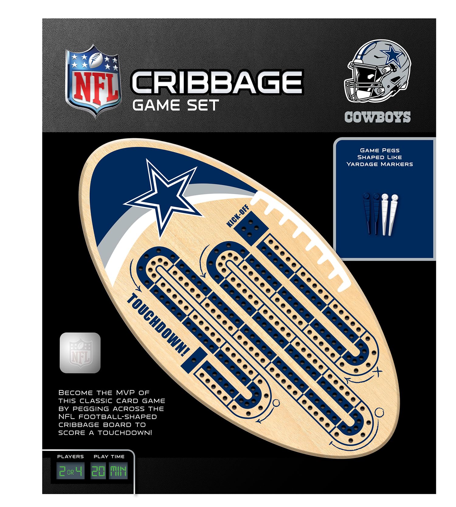 Masterpieces Officially Licensed NFL Dallas Cowboys Wooden Cribbage Game for Adults