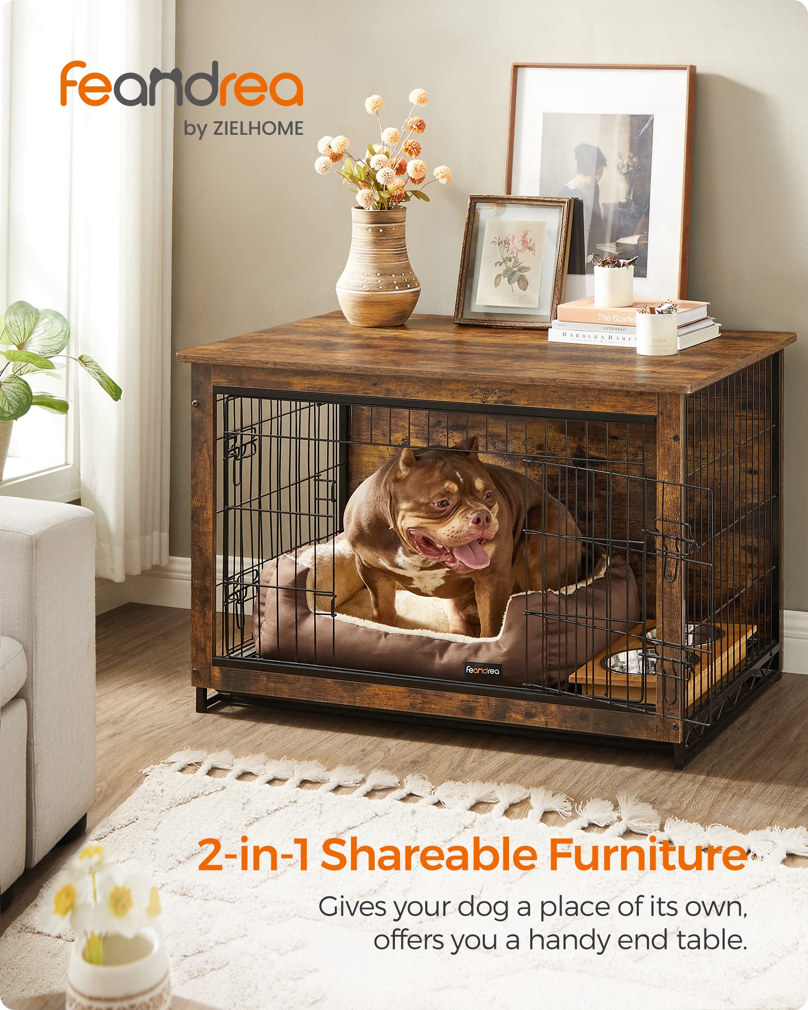 Buy FEANDREA Dog Crate Furniture, Side End Table, Modern Kennel for