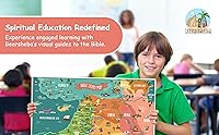 Vista 7 de Mapa de Historias Bíblicas Póster (Laminado) – 18" x 24" Herramienta Educativa Cristiana Amigable para Niños y para Aulas, Escuela en Casa y Escuela