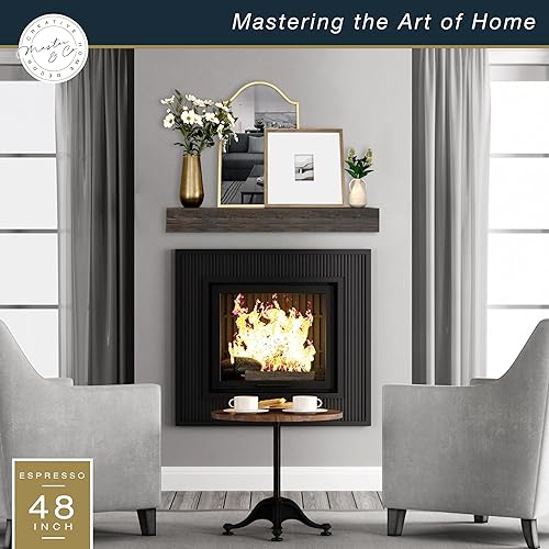 Miniatura 2 de Master & Co. - Mantel flotante rústico para chimenea, estante flotante largo para decoración de pared, 48 pulgadas, color espresso